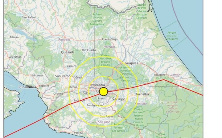 RSN confirma sismo de magnitud 5,3 al norte de Cascajal de Coronado